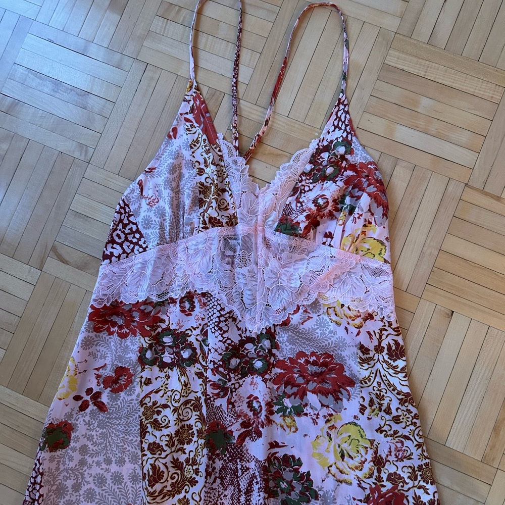 Free People Floral Lace Trim Slip Dress